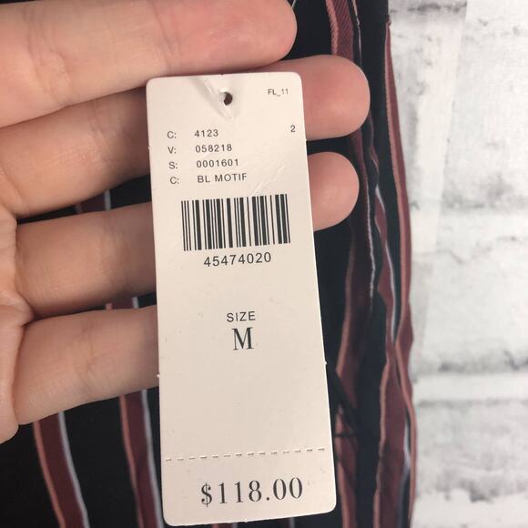 Anthropologie Black Red Striped Ankle Tie Cropped Jogger Pants Sz. M NEW - Picture 8 of 11